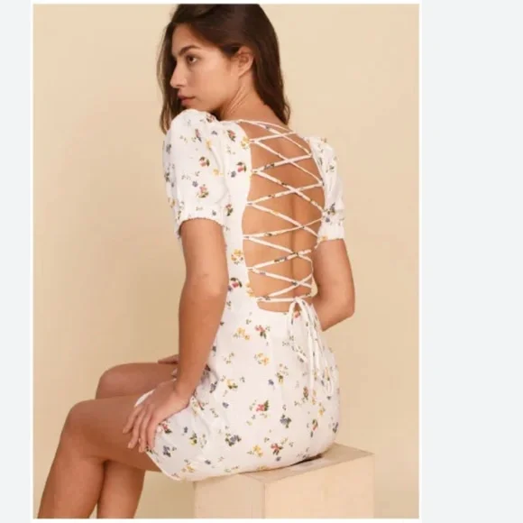 NWOT Reformation Lianne Linen Dress in floral size 8 - Picture 4 of 9